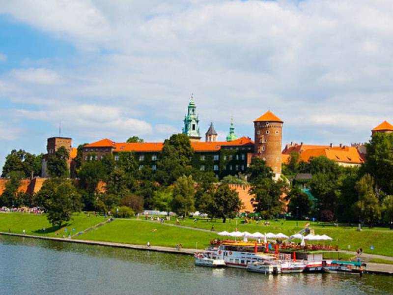 view over Vistula river and Wawel castle