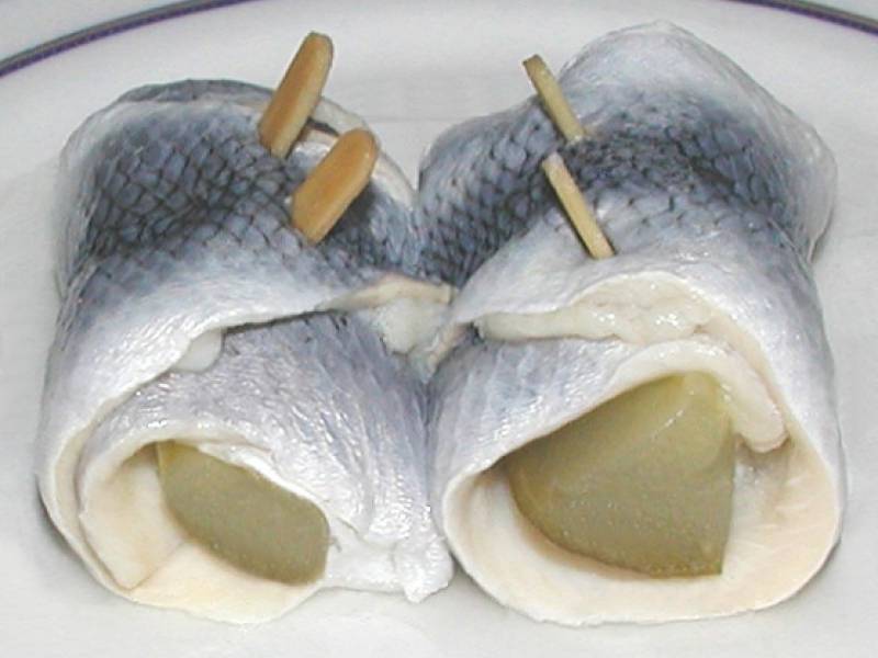 rollmops herring served on a plate