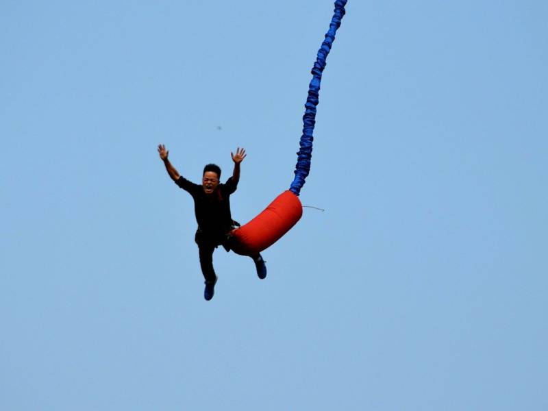 man doing bungee jump