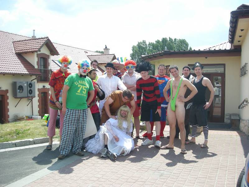 stag group in funny costumes