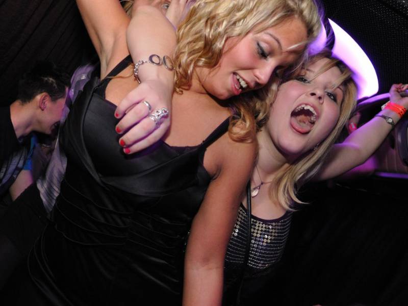 girls having fun on board the partybus