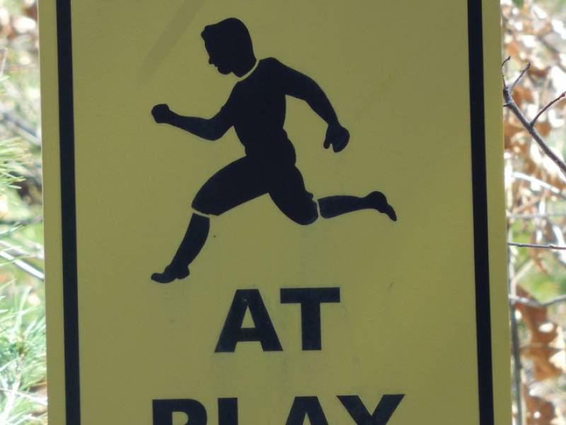 sign warning saying children at play