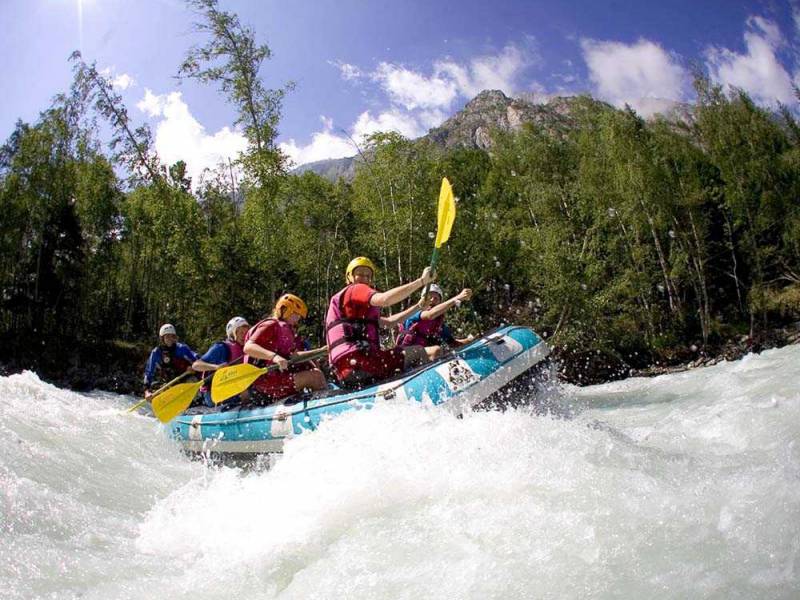 image showing people on a pontoon during white water rafting activity on Dunajec river 